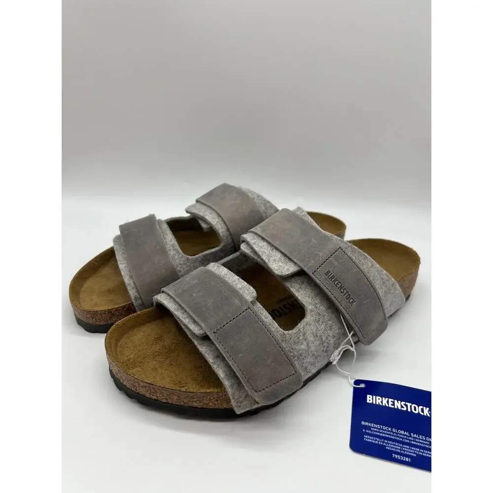 Birkenstock Uji Natural Leather Felt Light Gray Sandal Men’s Size 10 New